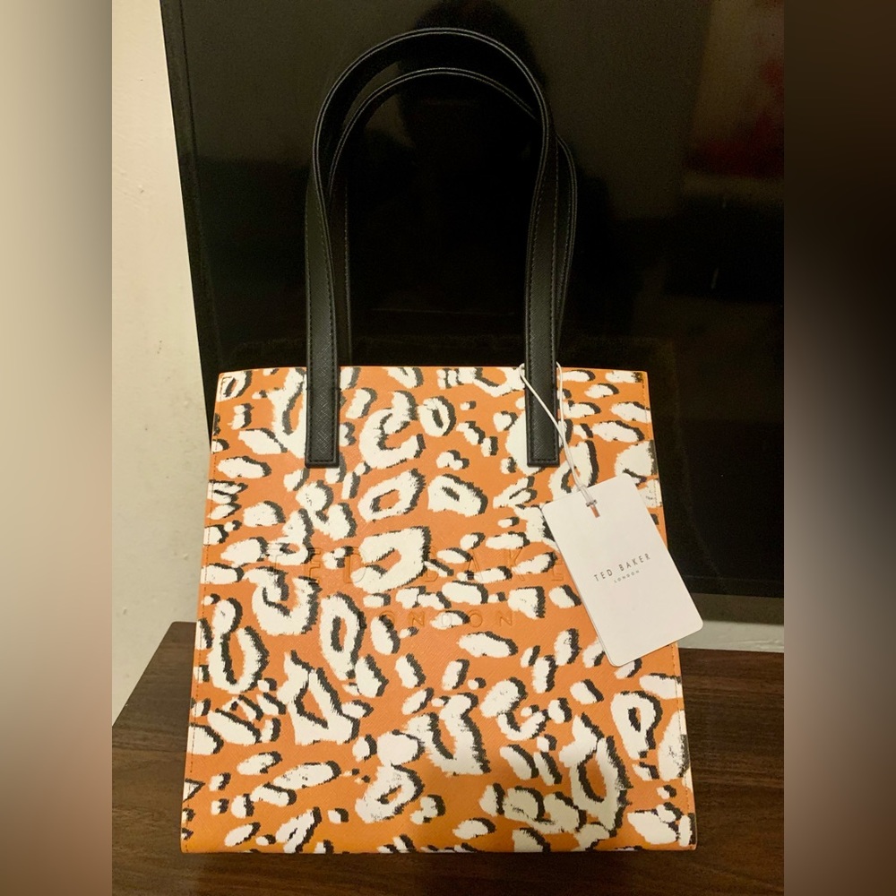 Ted Baker London Leopard Detail Saffiano Small Icon Tote Bag